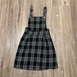 ROMWE - Pinafore Black Plaid Dress